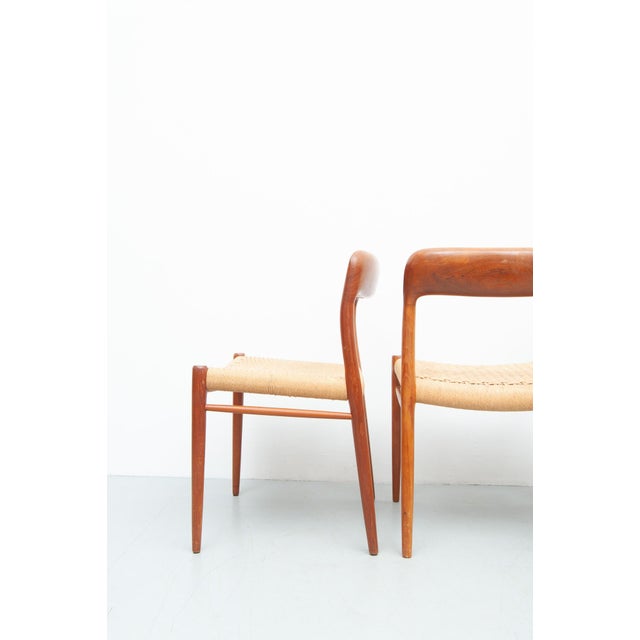 Vintage Model 75 Dining Chairs in Teak by Niels Otto Møller for J. L. Møller Møbelfabrik, 1950s, Set of 4 For Sale - Image 4 of 15