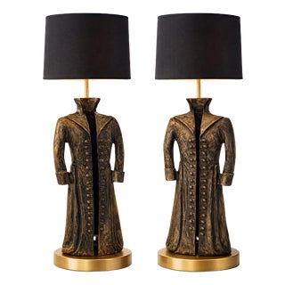 Bronze Coat Table Lamps with Brass Bases from Justfurnituress SRL, Set of 2 For Sale
