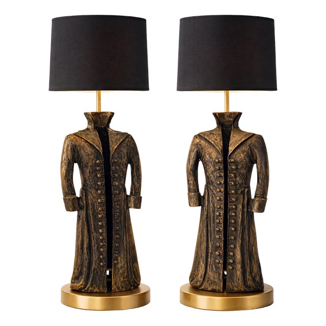Bronze Coat Table Lamps with Brass Bases from Justfurnituress SRL, Set of 2 For Sale