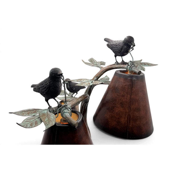 Maitland Smith Bronze 3-Light Table Lamp With Birds For Sale - Image 9 of 15