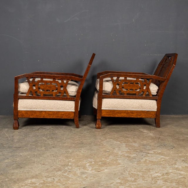Wood Victorian Sofa and Amchairs in Bergere and Dappled Walnut, 1890s, Set of 3 For Sale - Image 7 of 18