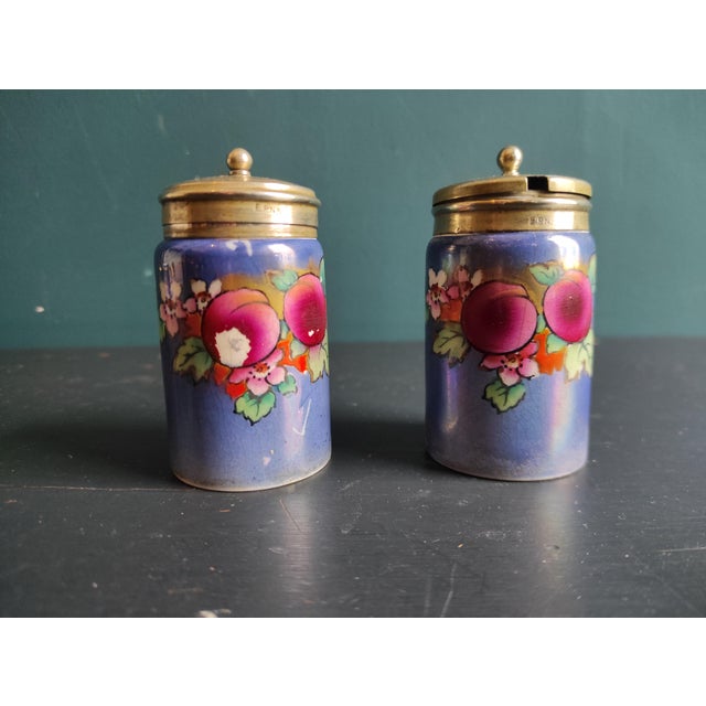 English Silver-Plated and Lusterware Cruet Set from John Turton & Co., Sheffield, 1920s, Set of 4 For Sale - Image 9 of 12