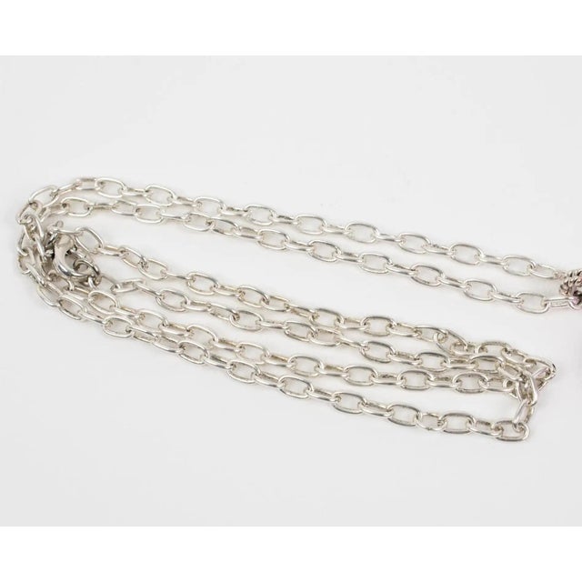 Christian Lacroix Silvered Metal Necklace with Lavender Resin Heart Pendant For Sale - Image 11 of 11