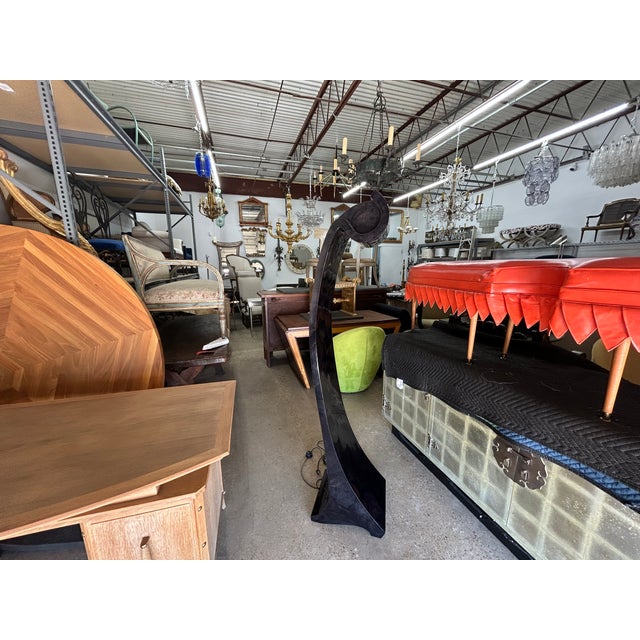 Black 1980s Italian Modern Tessellated Marble Floor Lamp For Sale - Image 8 of 12