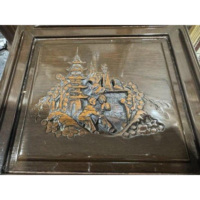 Rose Vintage Engraved Nesting Tables Oriental Rose Wood Beautiful For Sale - Image 8 of 14