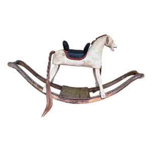 19th Century-Early 20th Century Antique Victorian American Folk Art Wooden Rocking Horse
