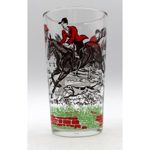 Hazel-Atlas Circa 1950s "Tally Ho" Fox Hunting Highball Glasses by Hazel-Atlas For Sale - Image 4 of 7