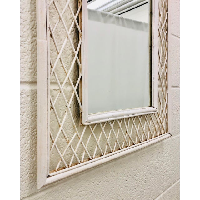 Vintage White Painted Woven Wicker Wall Mirror Chairish
