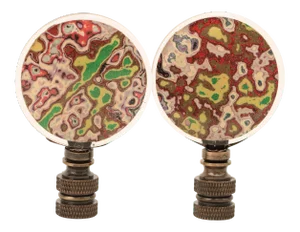 Marbled Graffiti Lamp Finials - a Pair