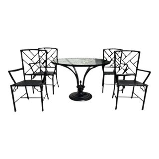 Vintage Restored Chinoiserie Patio Dining Set by Meadowcraft For Sale