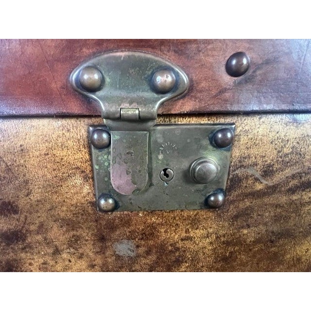 Brown 19th C. English Leather Coffee Table/Steamer Trunk For Sale - Image 8 of 12