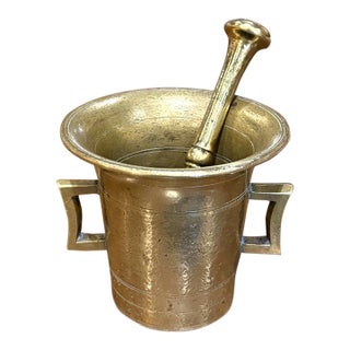 Mid-19th Century French Bronze Mortar With Original Pestle For Sale