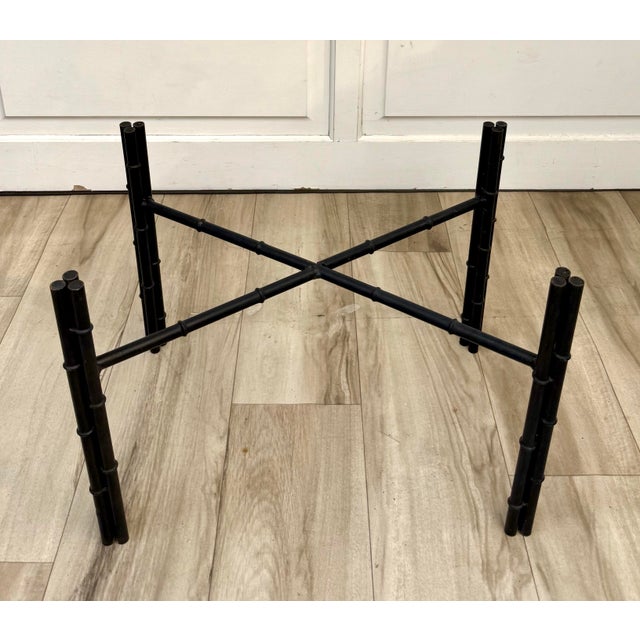 Vintage Italian Chinoiserie Tole Tray Coffee Table With Faux Bamboo Base For Sale - Image 12 of 15