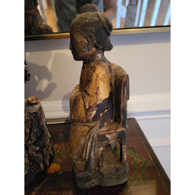 Chinese Antique Chinese Giltwood Ancestral Scholar Figure For Sale - Image 3 of 4
