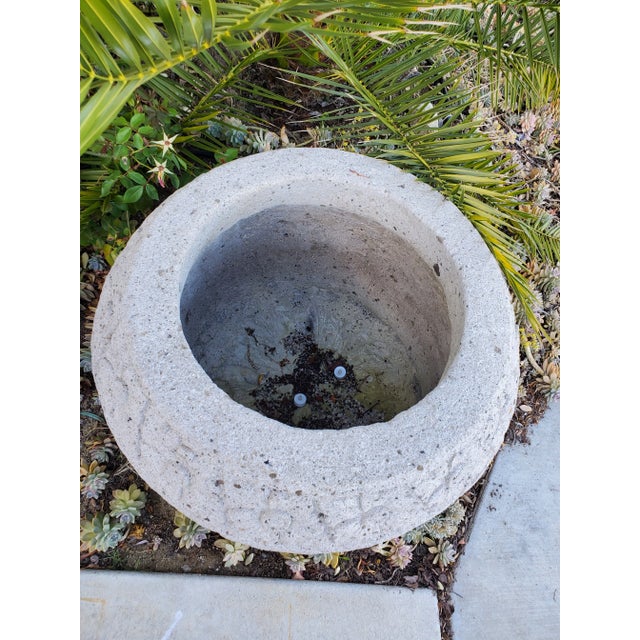 Stone Vintage Stone Carved Balinese Garden Pot For Sale - Image 7 of 12