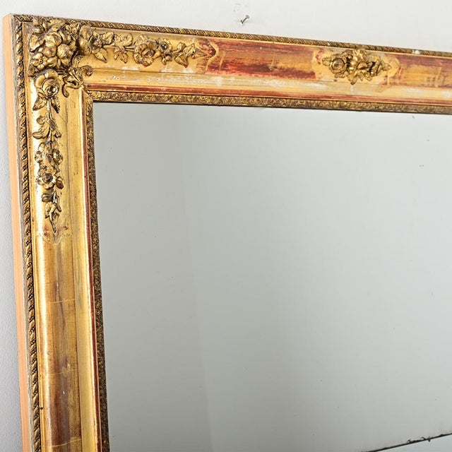 French 19th Century Empire Gold Gilt Mantel Mirror For Sale - Image 9 of 14