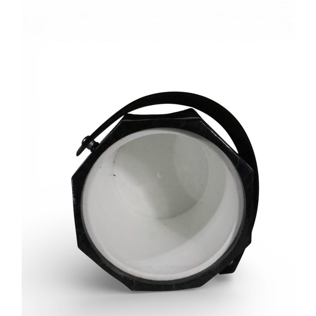 Mid 20th Century Faux Marble Vinyl Hollywood Regency Style Ice Bucket C. 1970's For Sale - Image 5 of 8