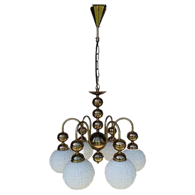 Vintage Bronze Chandelier, 1970s For Sale