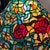 Mid 20th Century Vintage Art Nouveau Handcrafted Meyda Tiffany Style Rose Stained Glass Table Lamp For Sale - Image 5 of 12