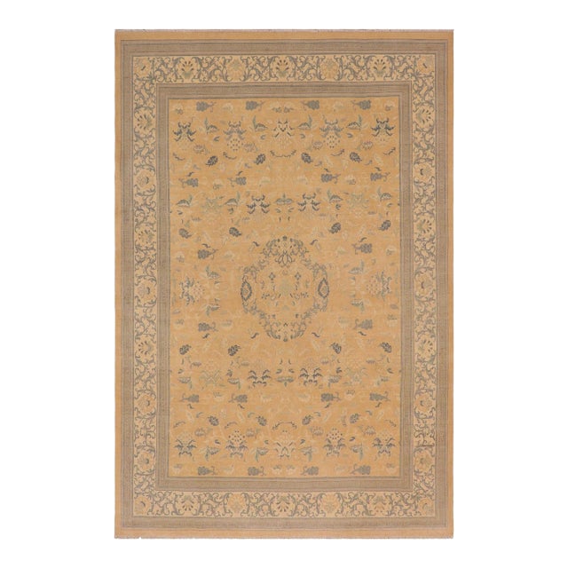 Shabby Chic Peach/Beige Wool Rug - 8'0'' X 10'6'' For Sale