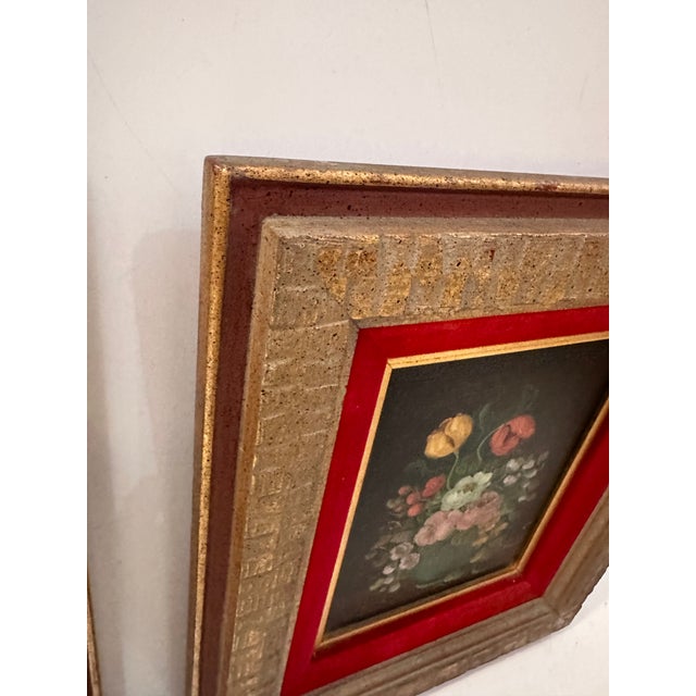 Black 1960s Pair of Still Life Flower Arrangements, Framed For Sale - Image 8 of 12