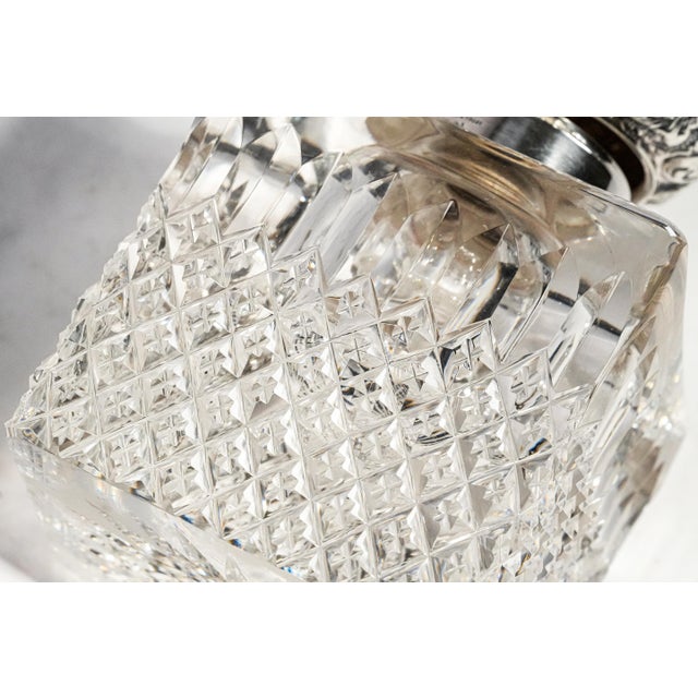 Exceptional Huge Antique Sterling Silver Black, Starr & Frost Cut Crystal Victorian Desk Paperweight Inkwell Luxury Home Decor For Sale - Image 13 of 18