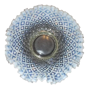 Large Early 20th Century Fenton Opalescent Hobnail Ruffled Edged Bowl