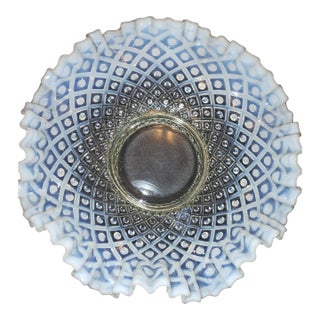 Large Fenton Opalescent Hobnail Ruffled Edged Bow Early 20th Century L For Sale