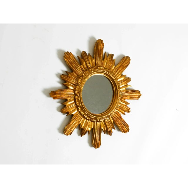 Mid-Century Modern Mid-Century Modern Italian Sunburst Wall Mirror in Wood and Resin, 1950s For Sale - Image 3 of 15