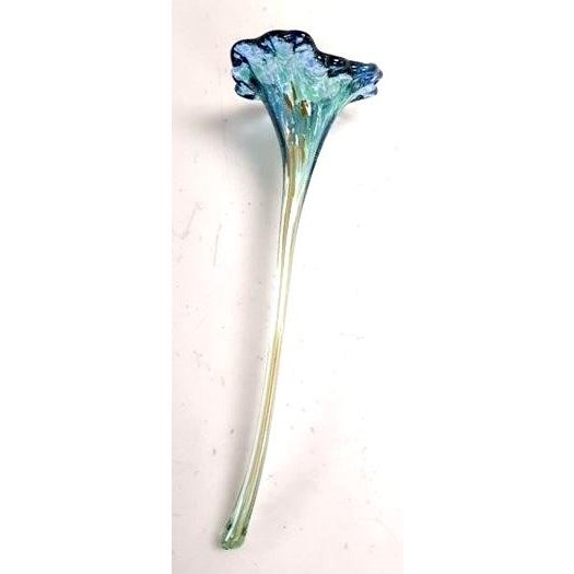 Mid-Century Modern Mid-Century 1960s Murano Blue & Amethyst Art Glass Trumpet Lilies - Trio For Sale - Image 3 of 6