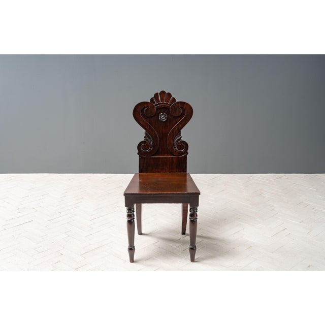 Early 19th Century Early 19th Century Pair of English Regency Hall Chairs For Sale - Image 5 of 15