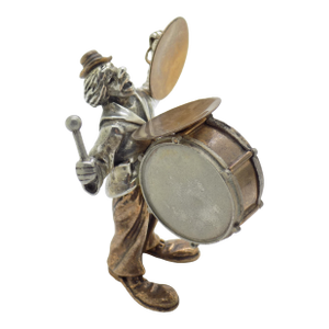 Vintage Italian Handmade Genuine Silver Circus Performer With Drums Rare Angini Figurine, Made in Tuscany (Italy)