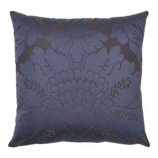 Schumacher Maggiore Damasco Pillow in Midnight For Sale