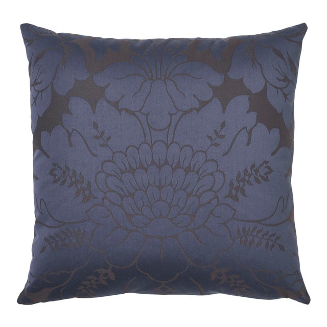 Schumacher Maggiore Damasco Pillow in Midnight For Sale