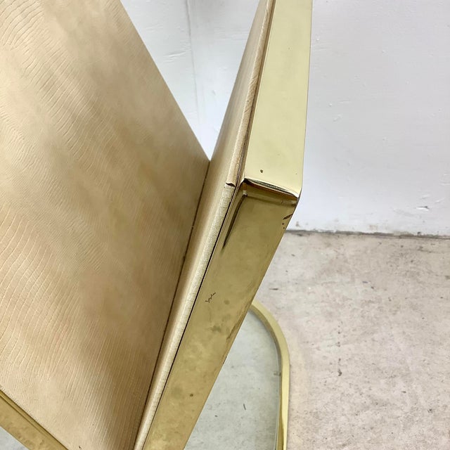 Brass Vintage Hollywood Regency Brass & Glass Magazine Rack Side Table For Sale - Image 8 of 18
