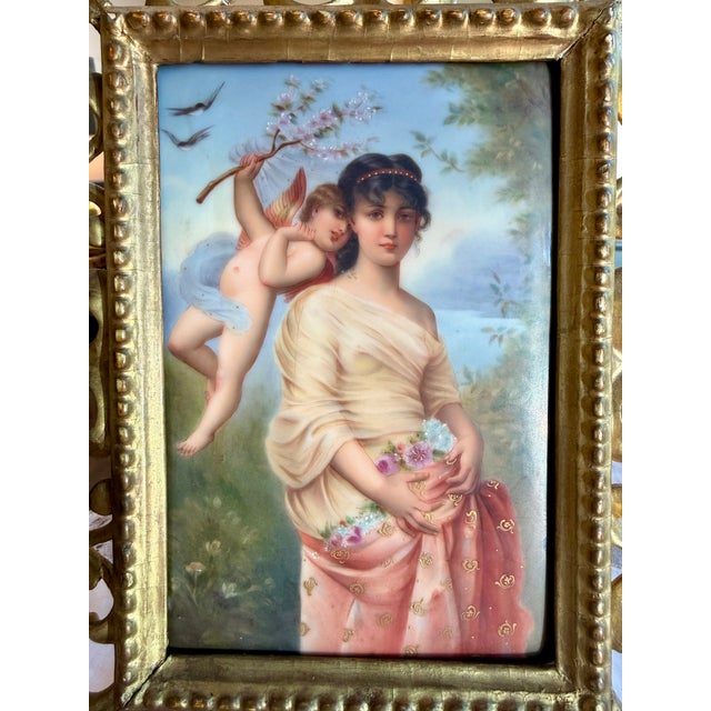 19th Century German Porcelain Plaque "Springtime" Framed For Sale In Los Angeles - Image 6 of 13