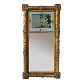 Antique Giltwood Mirror With Reverse Painted Glass For Sale