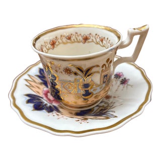 Antique English Imari Pattern Teacup and Saucer For Sale