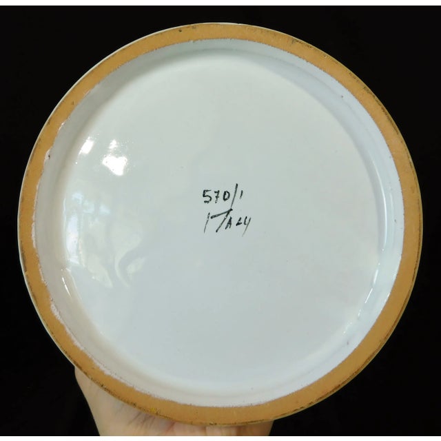 Vintage Italian Blue & White Hand Painted Art Pottery Cannister Ginger Jar With Lid For Sale - Image 4 of 9