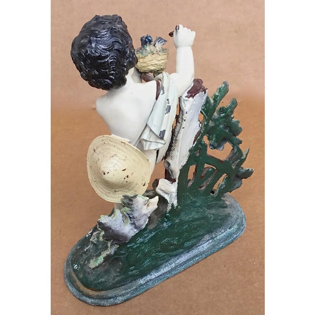 19th Century Antique Cast Iron Cherub Feeding Birds For Sale - Image 5 of 8