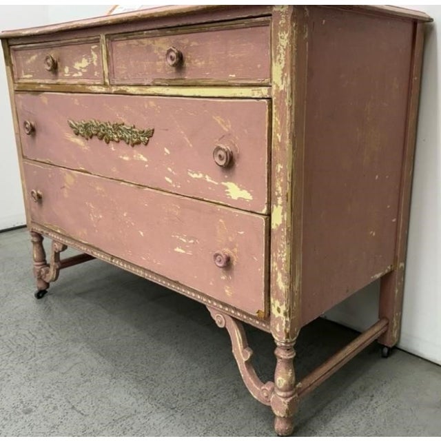 Shabby Chic Shabby Chic French Provincial Pink Painted Chest of Drawers Hollywood Provenance Days of Our Lives + For Sale - Image 3 of 6