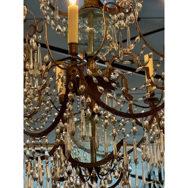 19th Century Gilt Brass and Crystal Swedish Chandelier For Sale In Dallas - Image 6 of 11