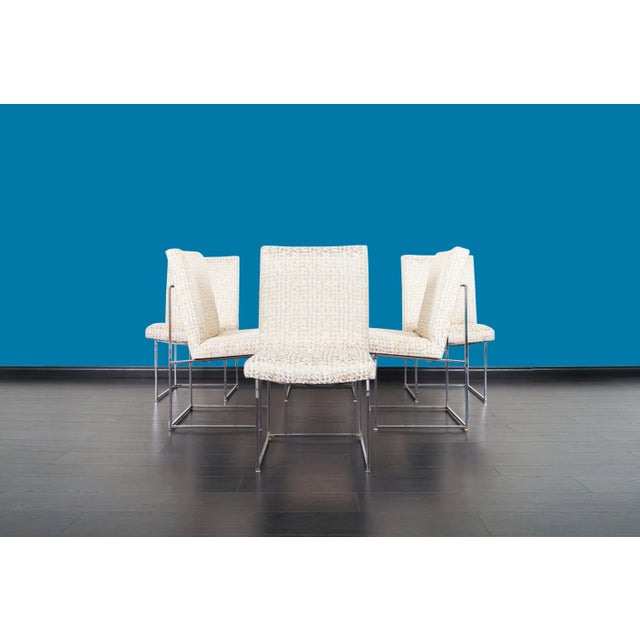 Mid-Century Modern Vintage "Thin Line" Chrome Dining Chairs by Milo Baughman for Thayer Coggin For Sale - Image 3 of 13