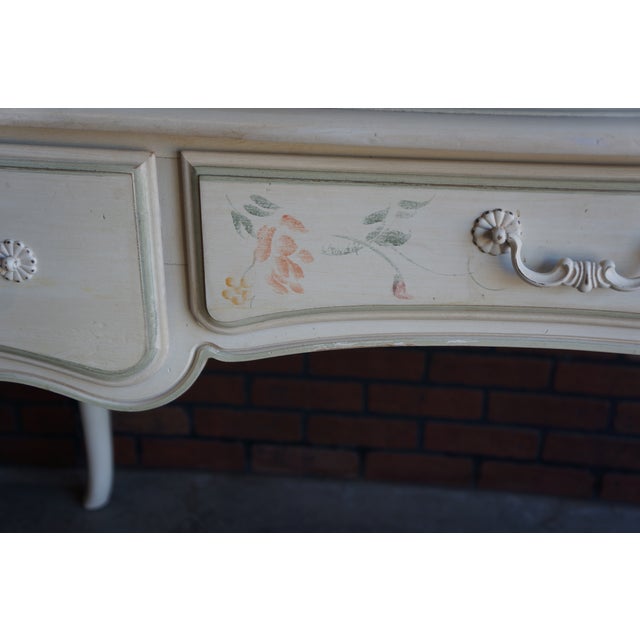 Country French hand painted writing desk by Ethan Allen. Parisian perfection rich in character and charm. Featuring three...