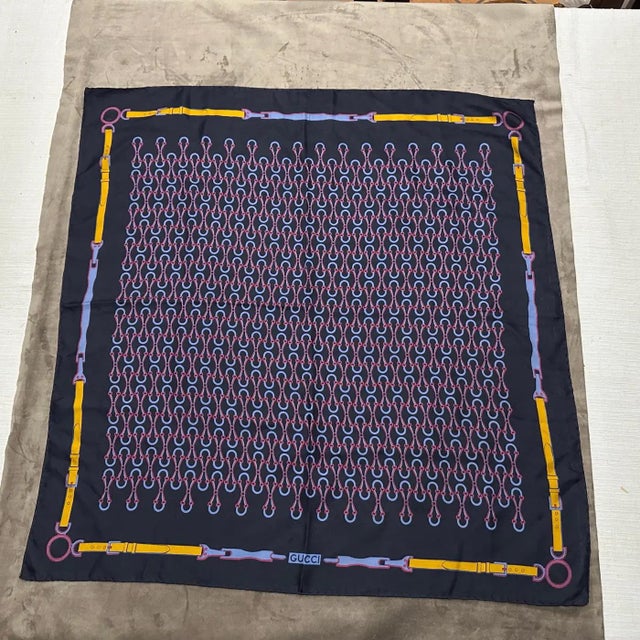 A 1990s Equestrian Motif Silk Scarf by Gucci For Sale - Image 9 of 12