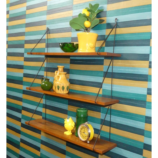 Small Vintage String Shelf in Walnut, 1960s For Sale - Image 6 of 13