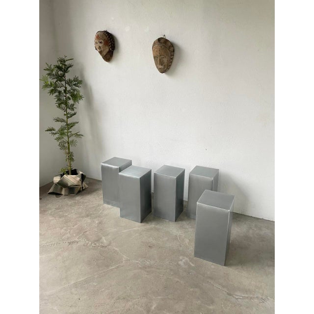 Silver Vintage Stainless Steel Bases, 1980s, Set of 5 For Sale - Image 8 of 18