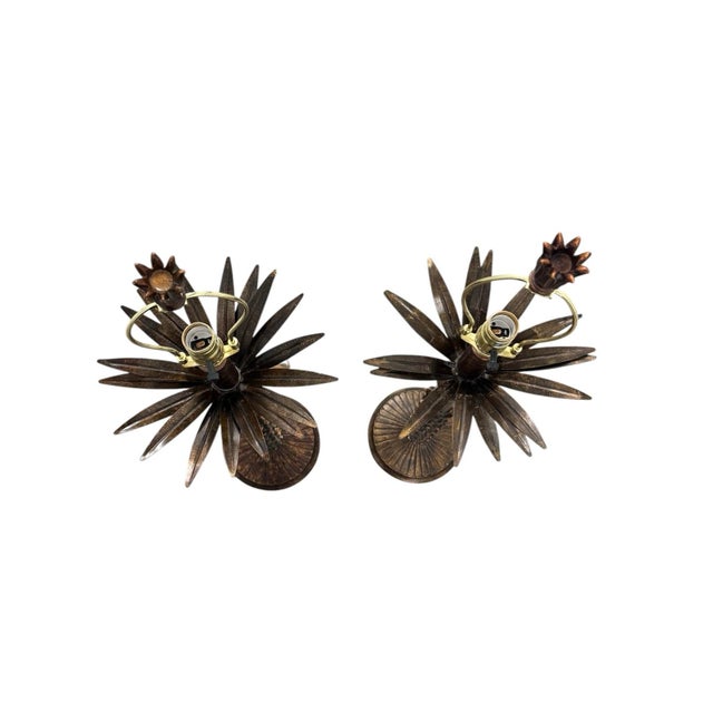 Vintage Bronze Palm Tree Table Lamps - a Pair For Sale - Image 9 of 10