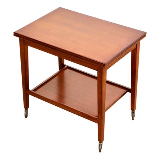 Mid Century Teak Folding Bar Cart Card Table For Sale