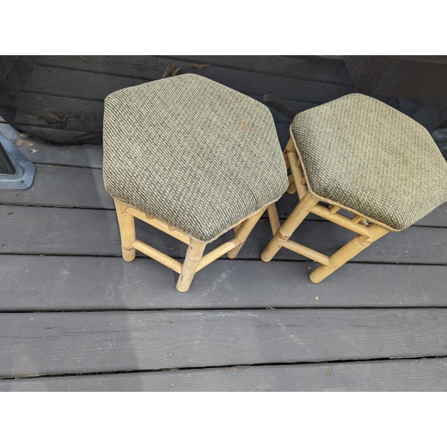 1930s Vintage Pair of Rattan Stools For Sale In Chicago - Image 6 of 6